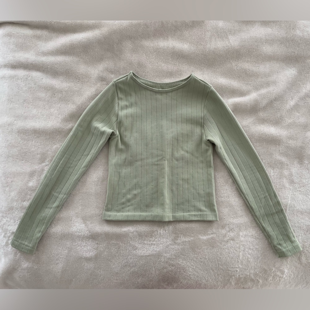 Women's Ribbed Long Sleeve Top - Green